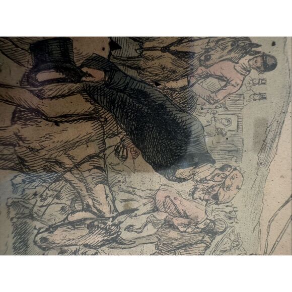 John Leech The Pomponius Ego Day Hand colored etching antique art framed equestr - Picture 5 of 6